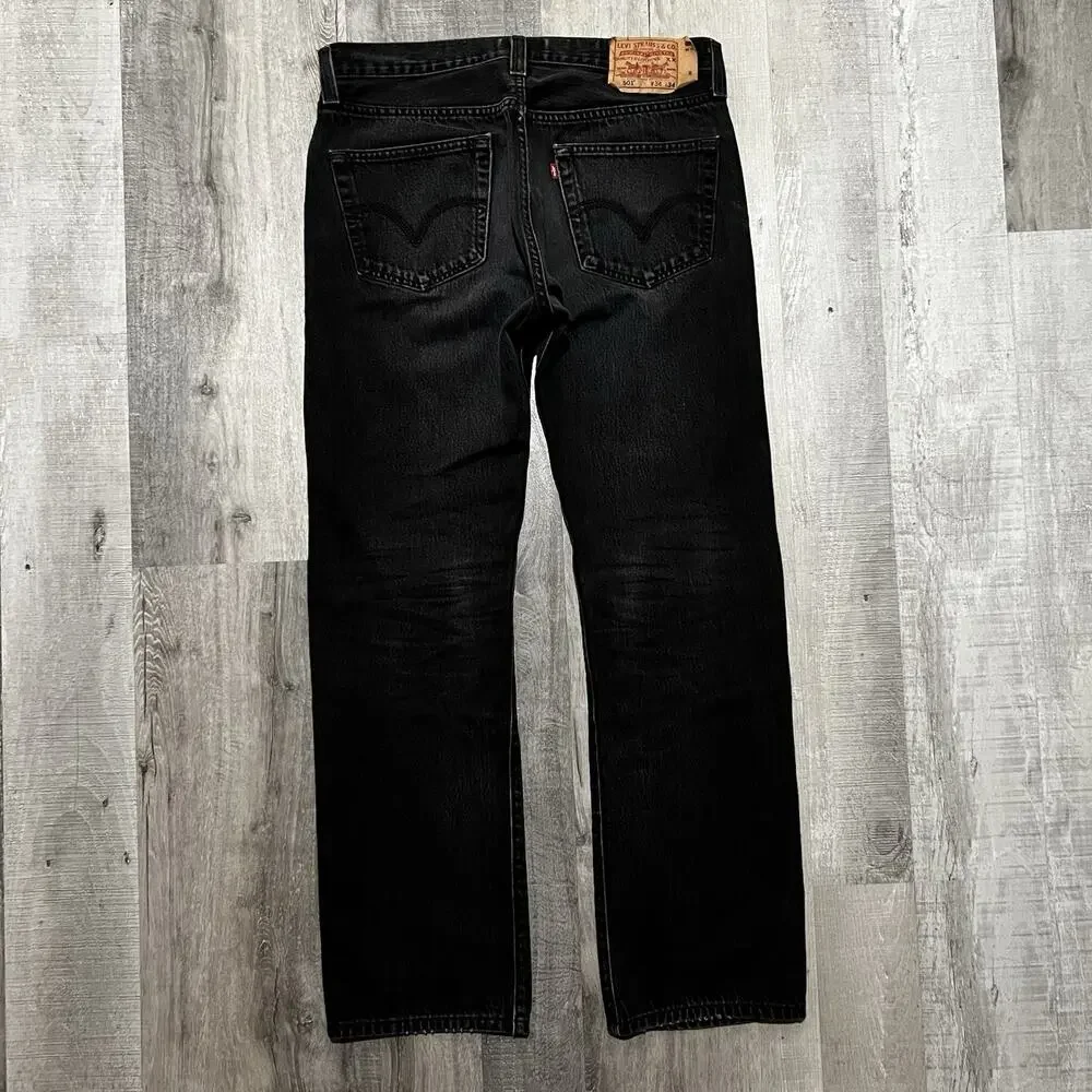 VTG Levi's 501 Faded Black Denim Button Fly Y2K Men's Denim Jeans Grunge Skater